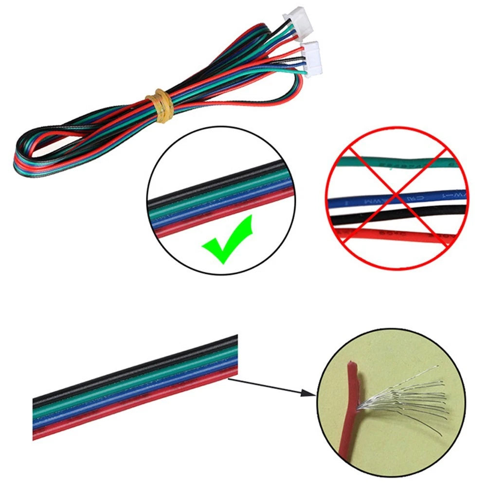 Set of 4 Stepper Motor Extension Cables 2m 4pin to 6pin for 3D Printer