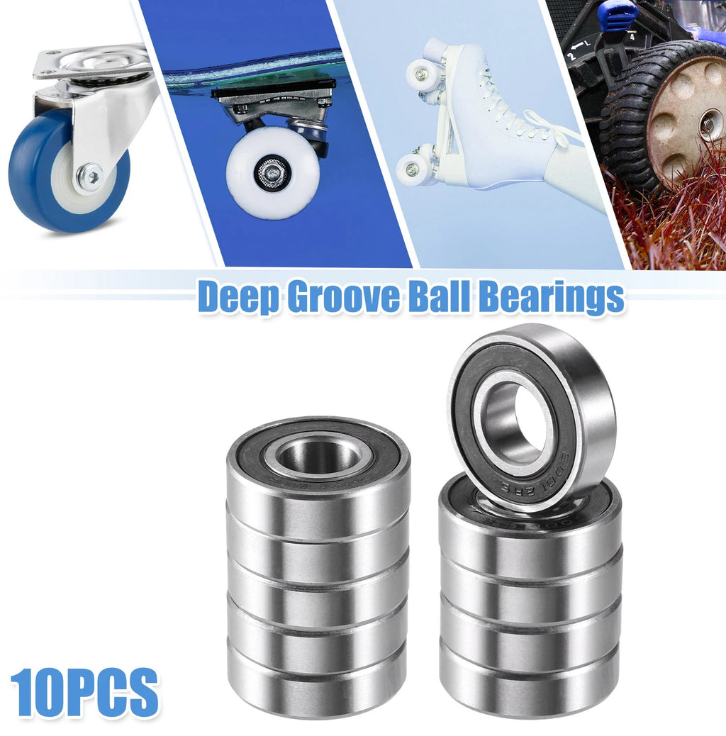 10 Pcs 12x28x8mm Double Rubber Seal Ball Bearings 6001-2RS