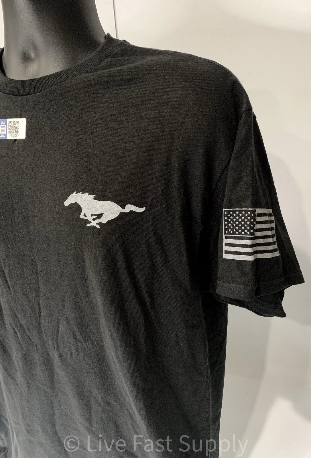 Ford Mustang T Shirt Black Running Horse Logo for Ford Mustang (2005–2024)