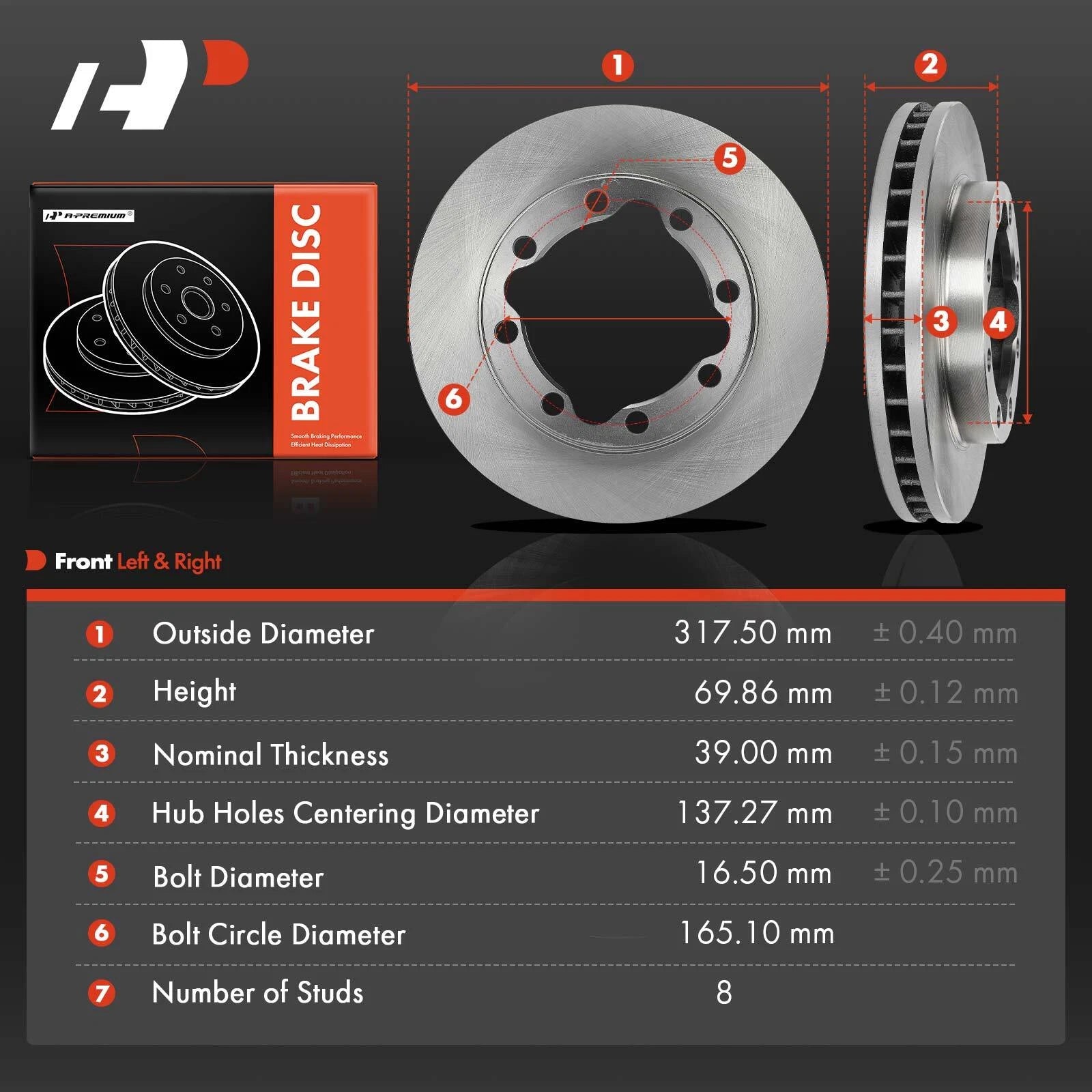 Front Disc Brake Rotors for Dodge Ram 2500 3500 (1994-1999)