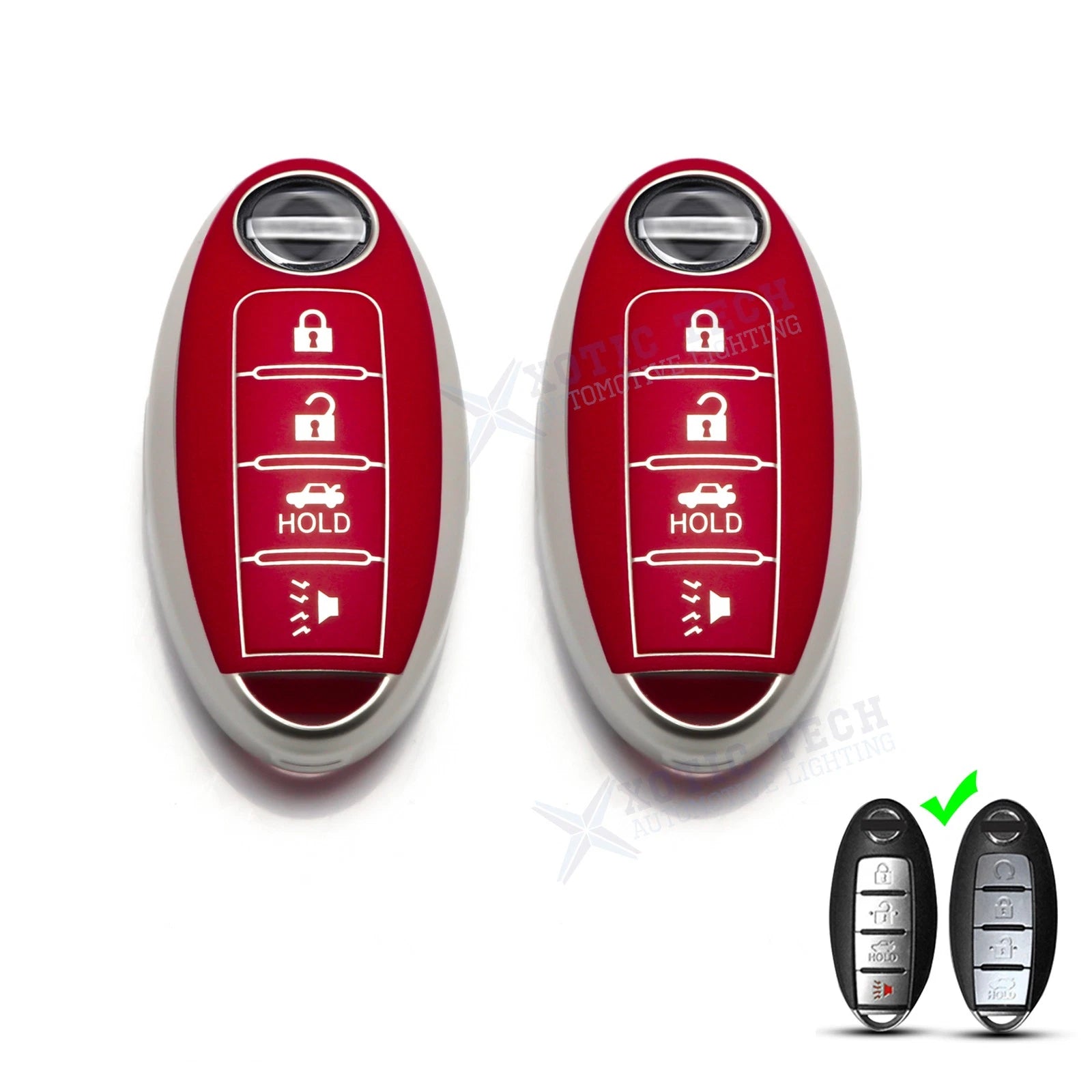 Red Soft TPU Key Shell Case Protector for Nissan Sentra Murano (2019–2023)