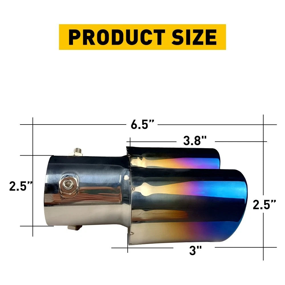 Stainless Steel Dual Exhaust Pipe Tail Muffler Tip 2.5" for