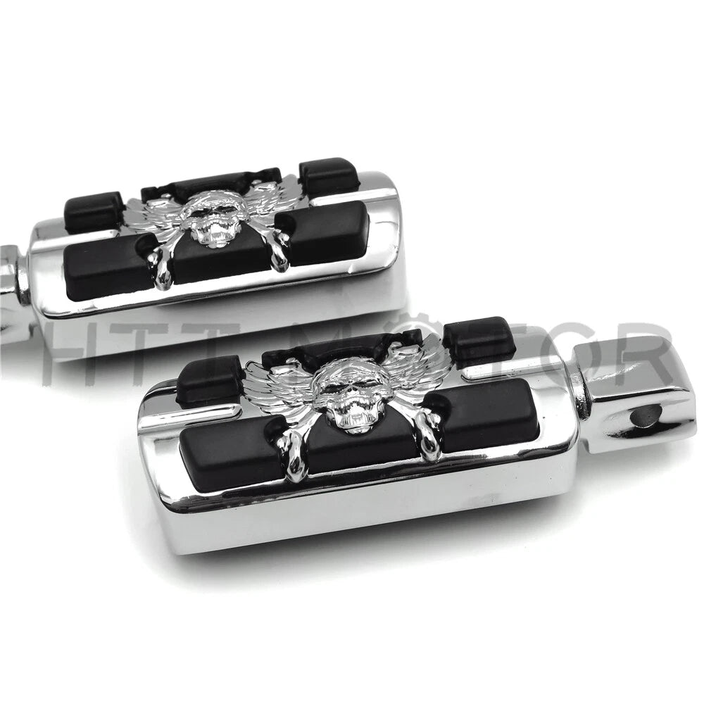 Pirate Skull Footpegs for Kawasaki Vulcan 900 Custom, Yamaha Virago 250 (2006–2023)
