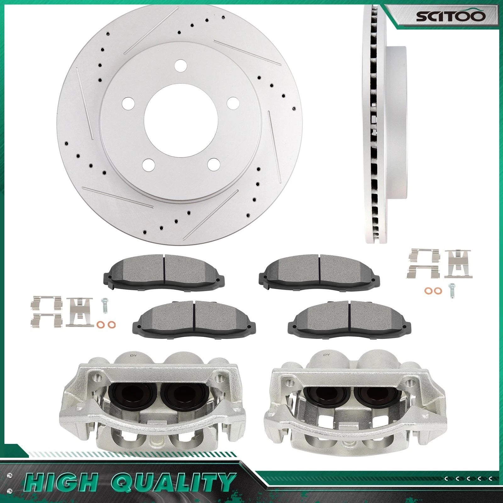 Front Brake Calipers & Rotors with Ceramic Pads for Ford F-150 (1997–2003)