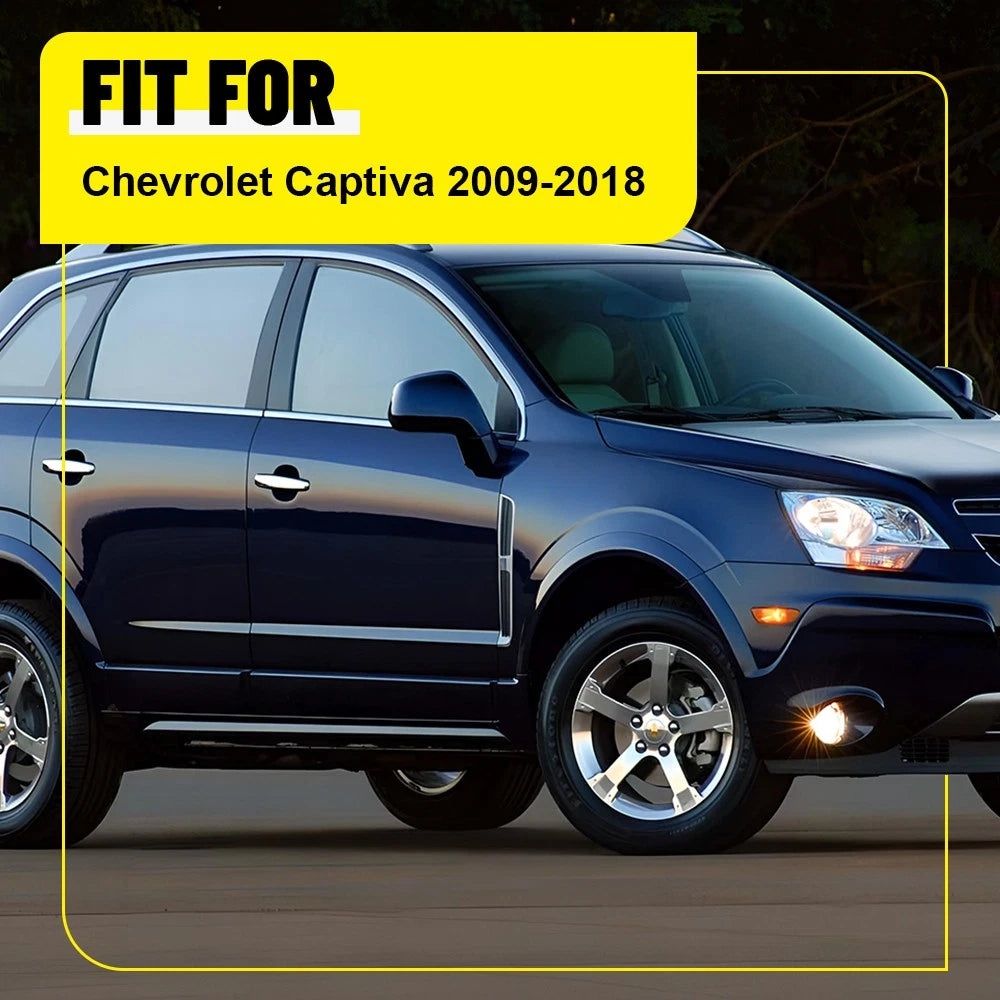 Set of 6 Glossy Black Pillar Post Covers for Chevrolet Captiva (2009–2018)