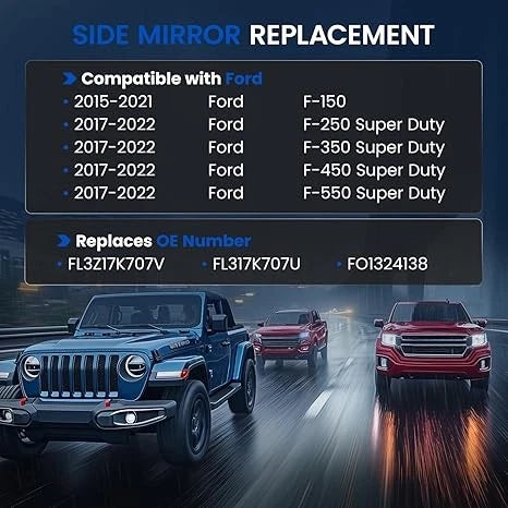 Heated Mirror Glass for Ford F-150 (2015-2021) Driver Side LH