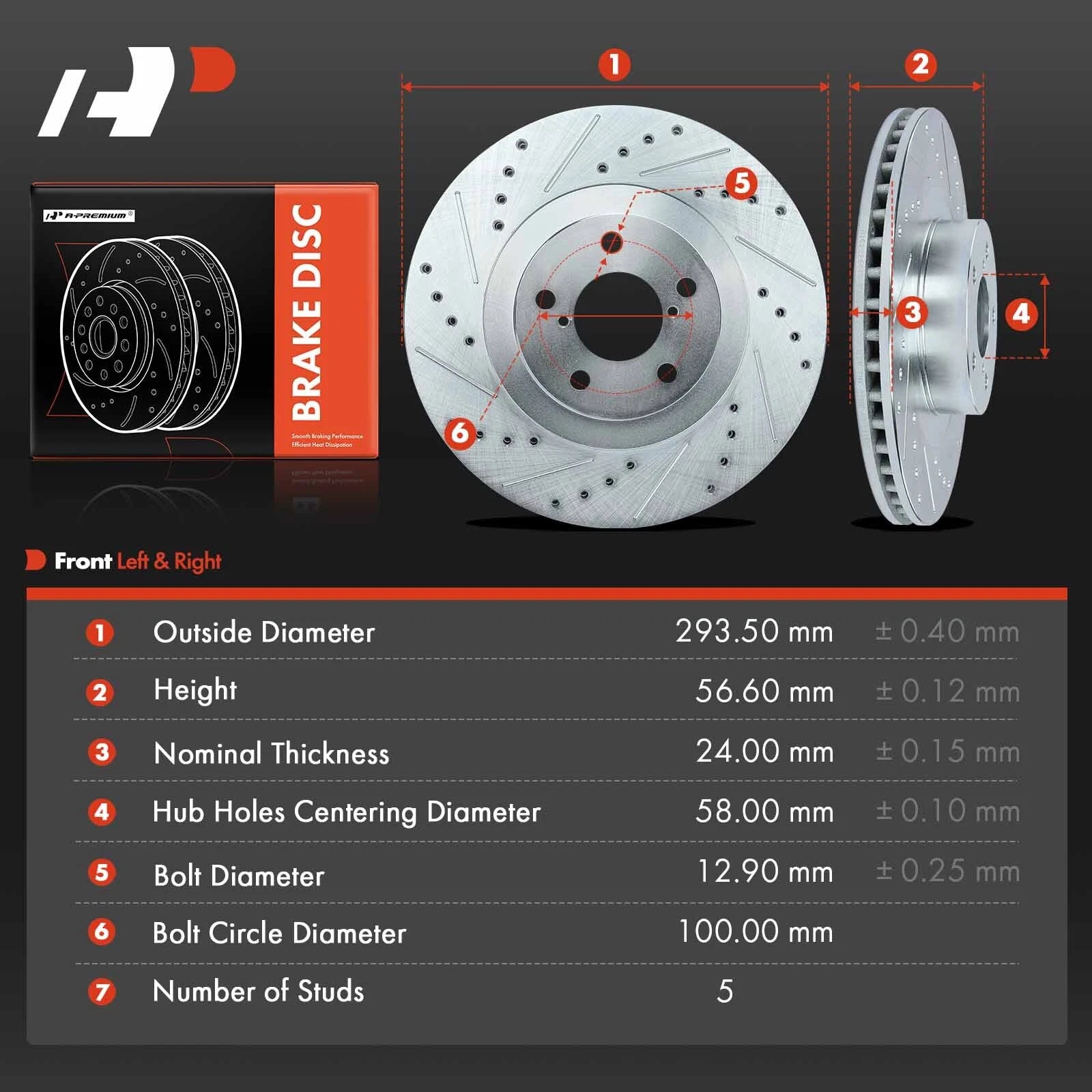 Drilled Brake Rotors for Subaru Outback Forester Impreza Legacy (2000–2023)