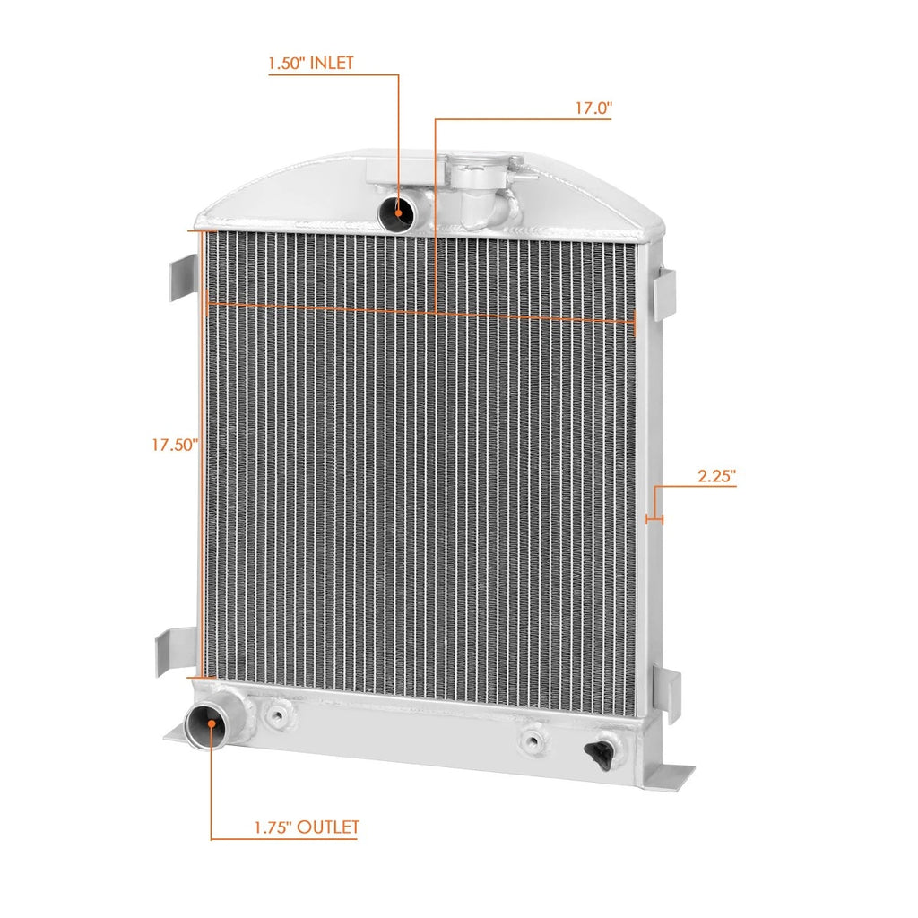 Aluminum Core 3-Row Cooling Radiator for 1932 Ford B Low Boy Street Rod