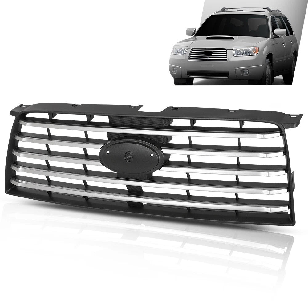 Front Bumper Upper Grille for Subaru Forester (2006–2008) Black & Silver