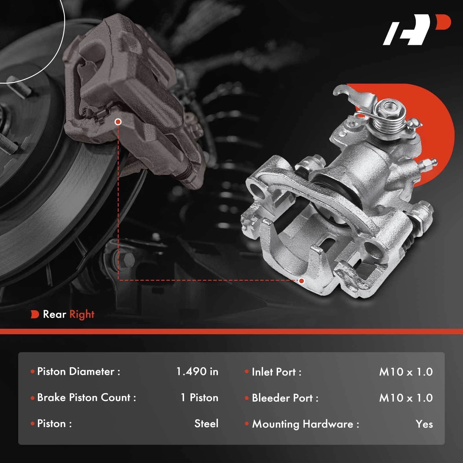 Rear Right Disc Brake Caliper with Bracket for Nissan 240SX (1995–1998)