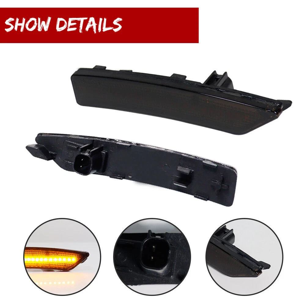 Set of 2 Smoked Lens Amber LED Front Fender Side Marker Lights for Lincoln MKC