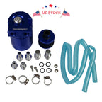 Oil Catch Can Kit for Universal Engine (Aluminum, Blue)