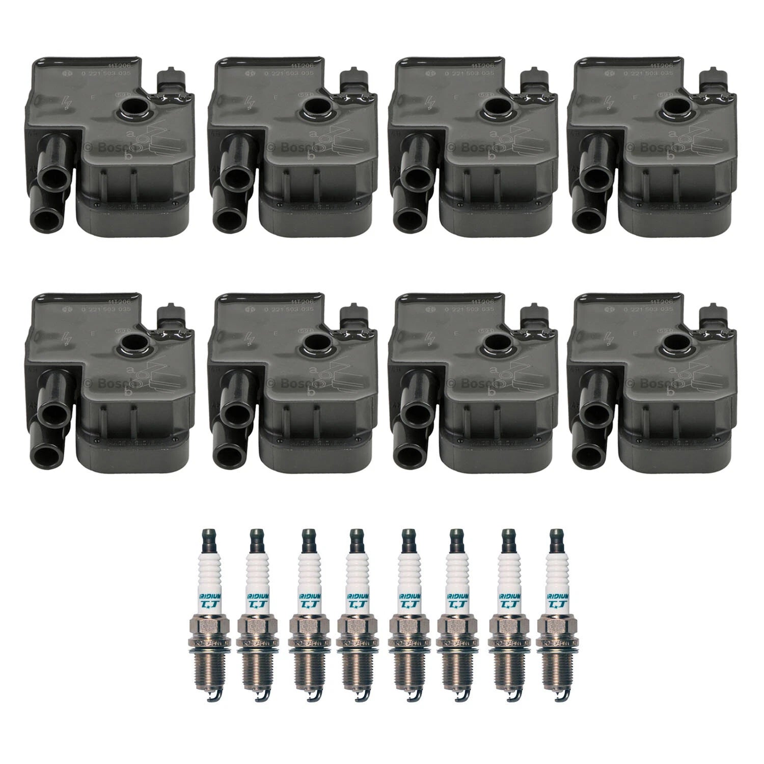 Set of 8 Ignition Coils & Iridium TT Spark Plugs for Mercedes C215 W210 W220