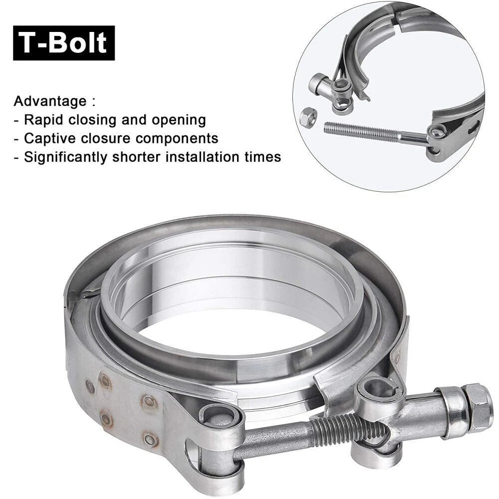 2X 3.5'' Stainless Steel V-Band Clamp Kit for Turbo Exhaust