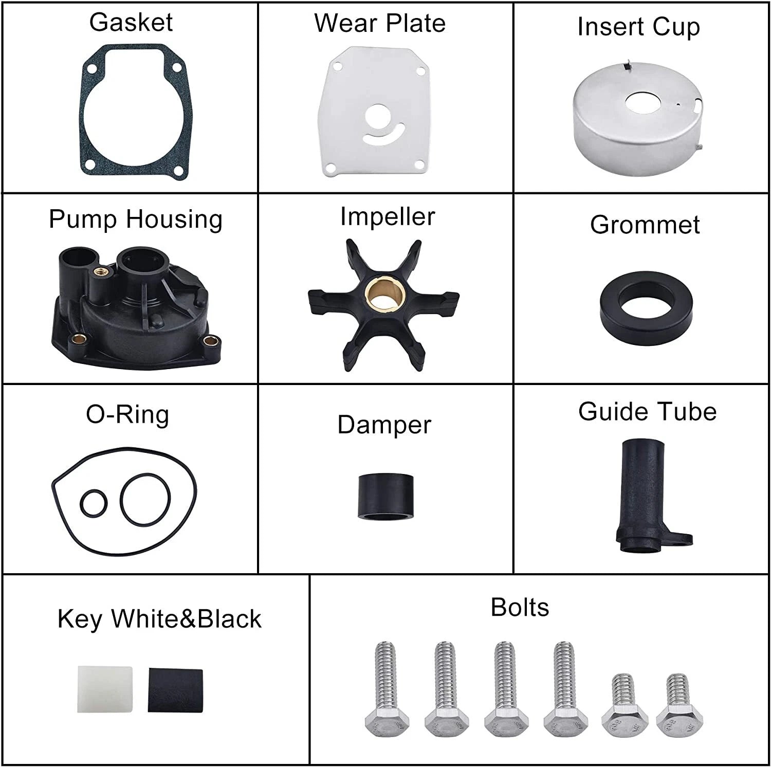 Water Pump Repair Kit for Johnson Evinrude Outboards 60-75 HP (432955, 438597)