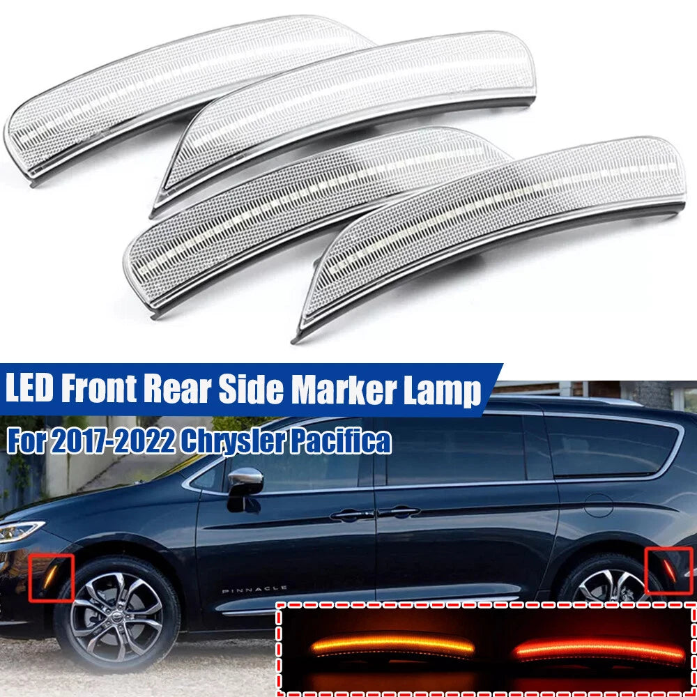 Front + Rear LED Side Marker Lights for Chrysler Pacifica Voyager (2017–2022)