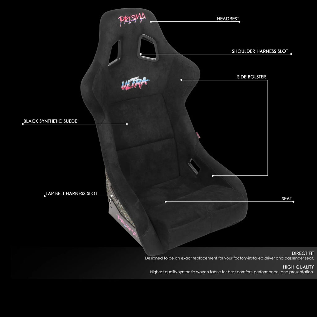 NRG FRP-302BK-ULTRA Racing Seat for Universal Fit (Fiberglass, Alcantara)