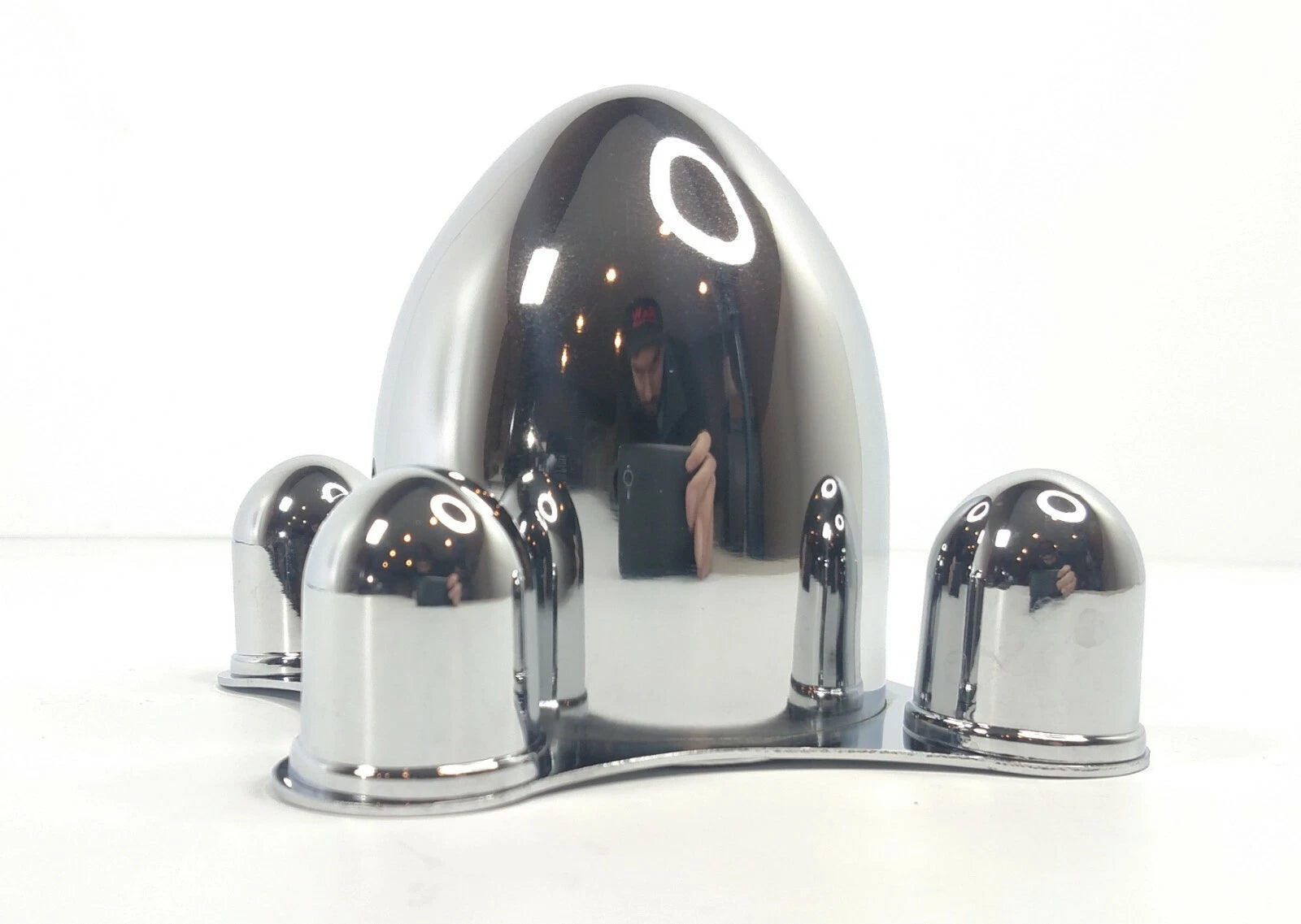 Chrome 4 Lug Spider Hub Caps Bullet Center Set for 4 x 4-1/2 (1935–1950)