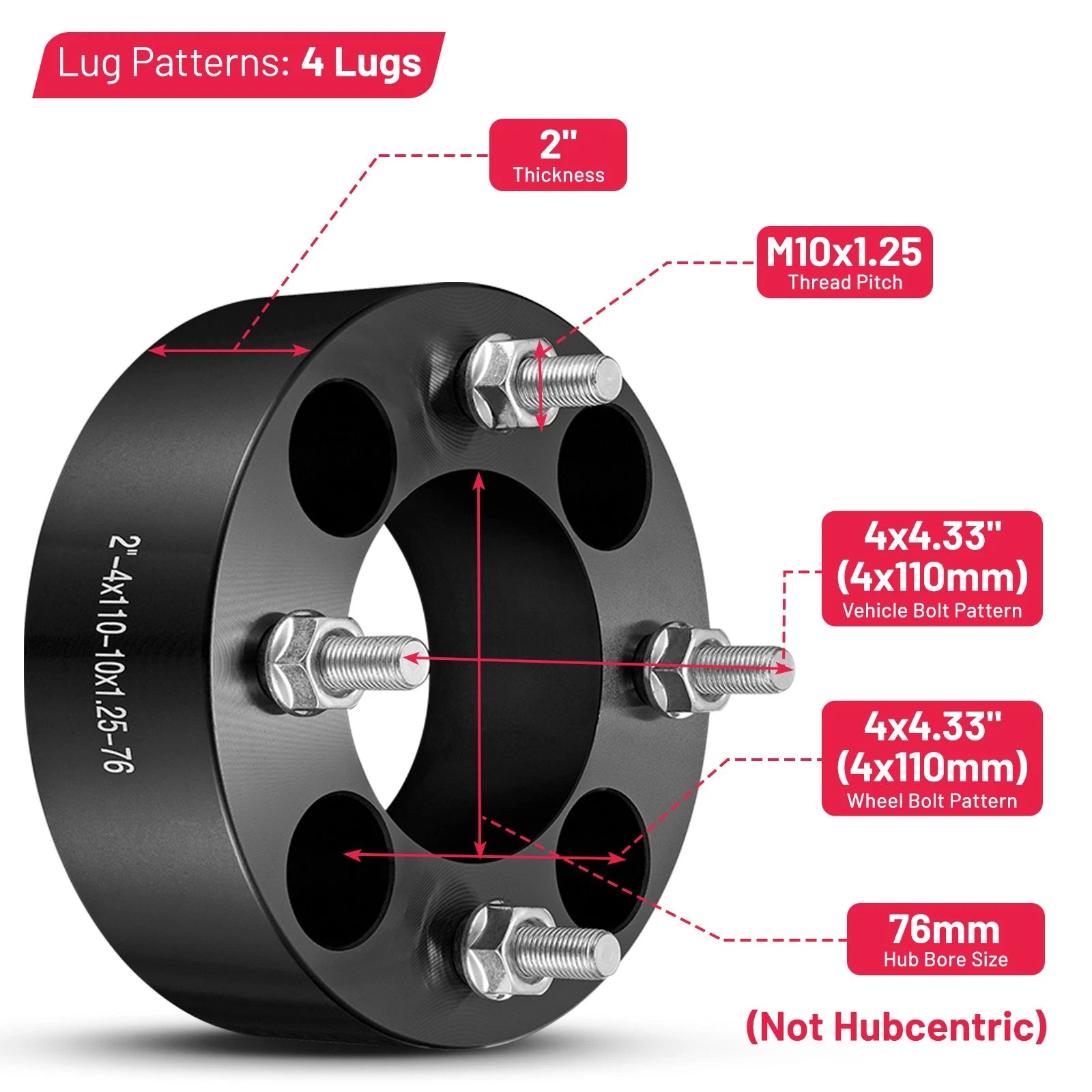 2 inch Wheel Spacers for Yamaha Big Bear 250 (2007-2009)