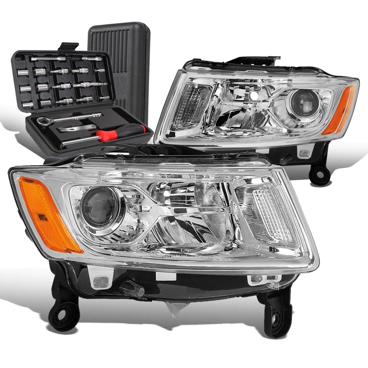 Chrome/Amber Signal Projector Headlights for Grand Cherokee (2014–2016)