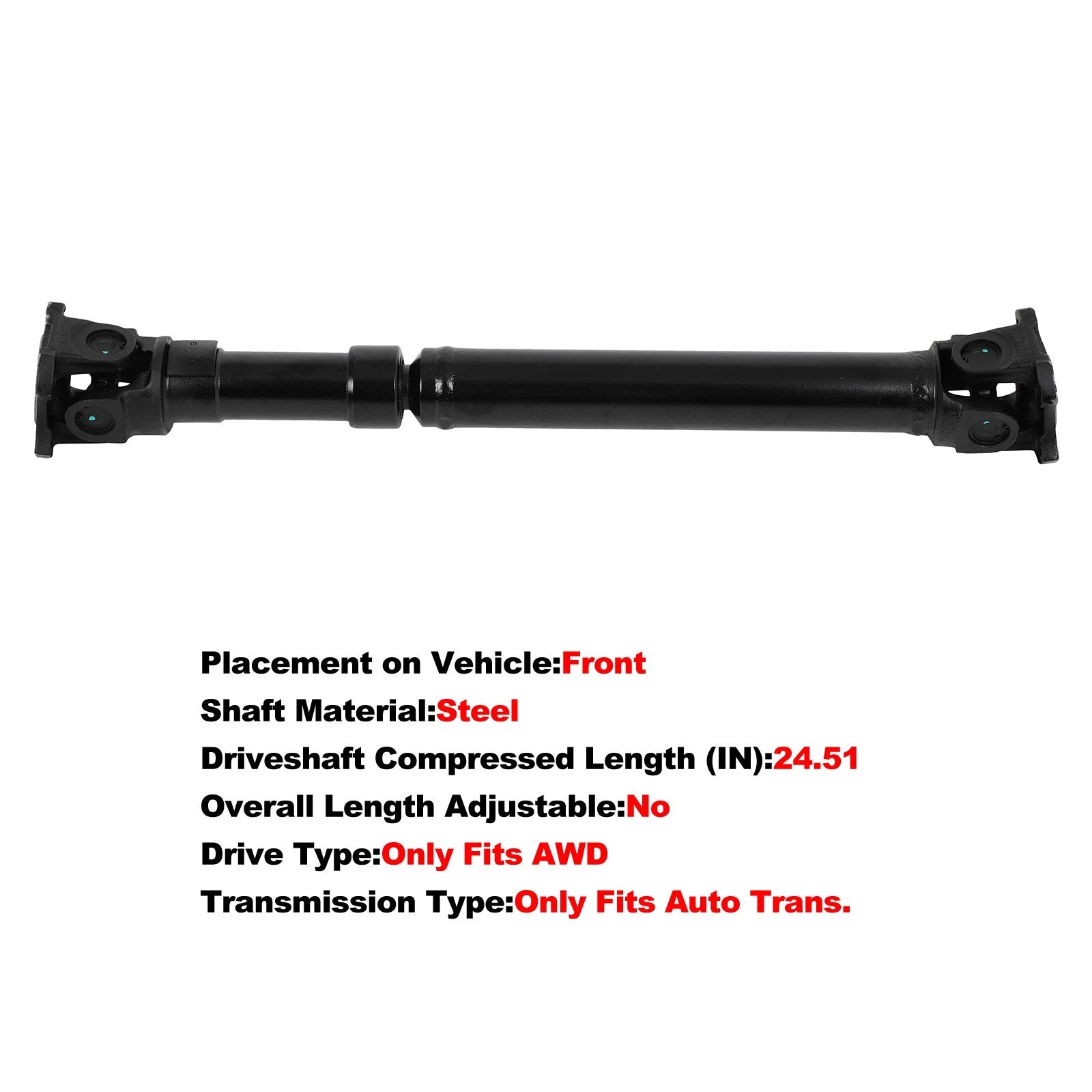 Front Driveshaft for Chrysler 300, Dodge Charger AWD (2007–2010) 65-3000