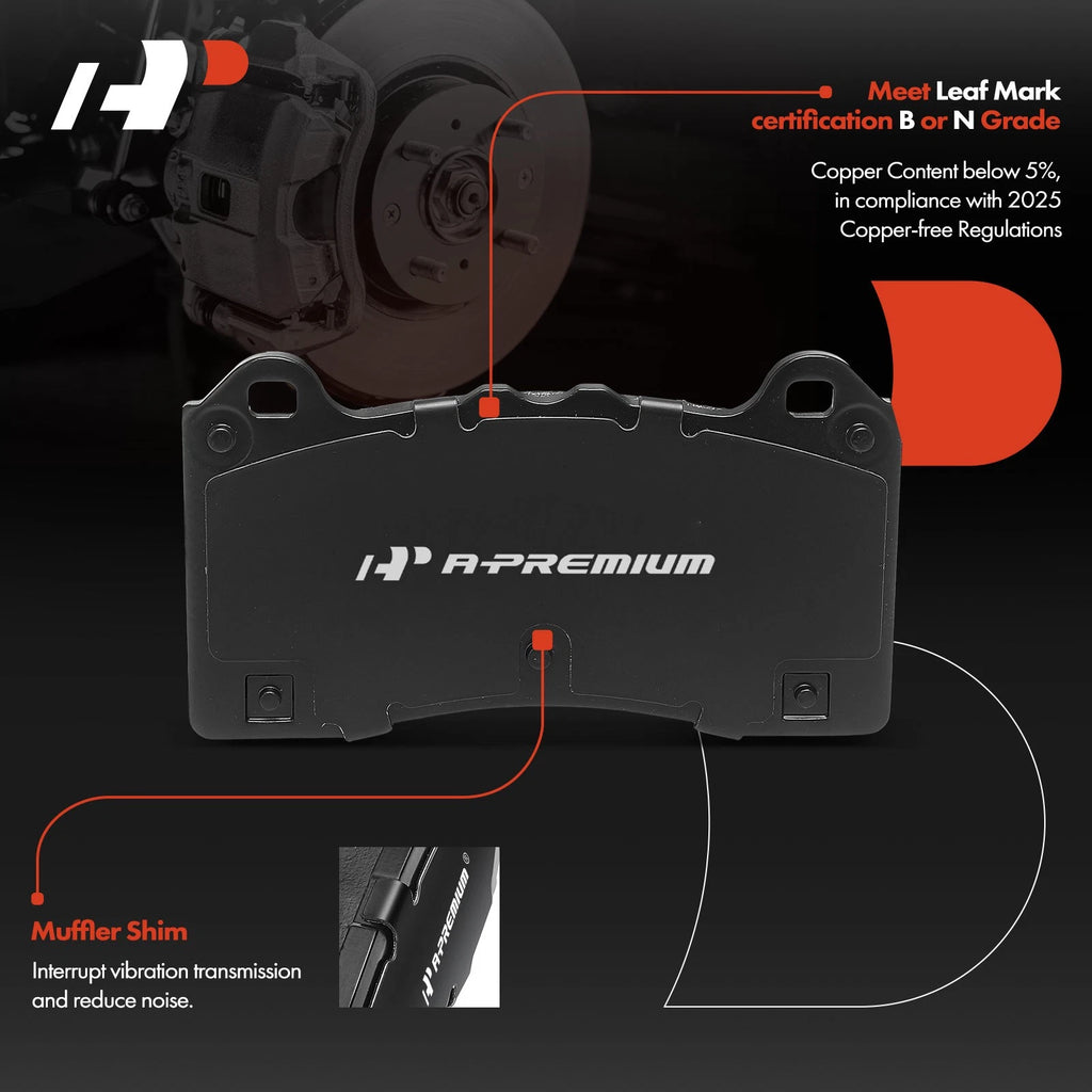 Set of 4 Front Side Ceramic Brake Pads for Ford Focus (2016–2018)