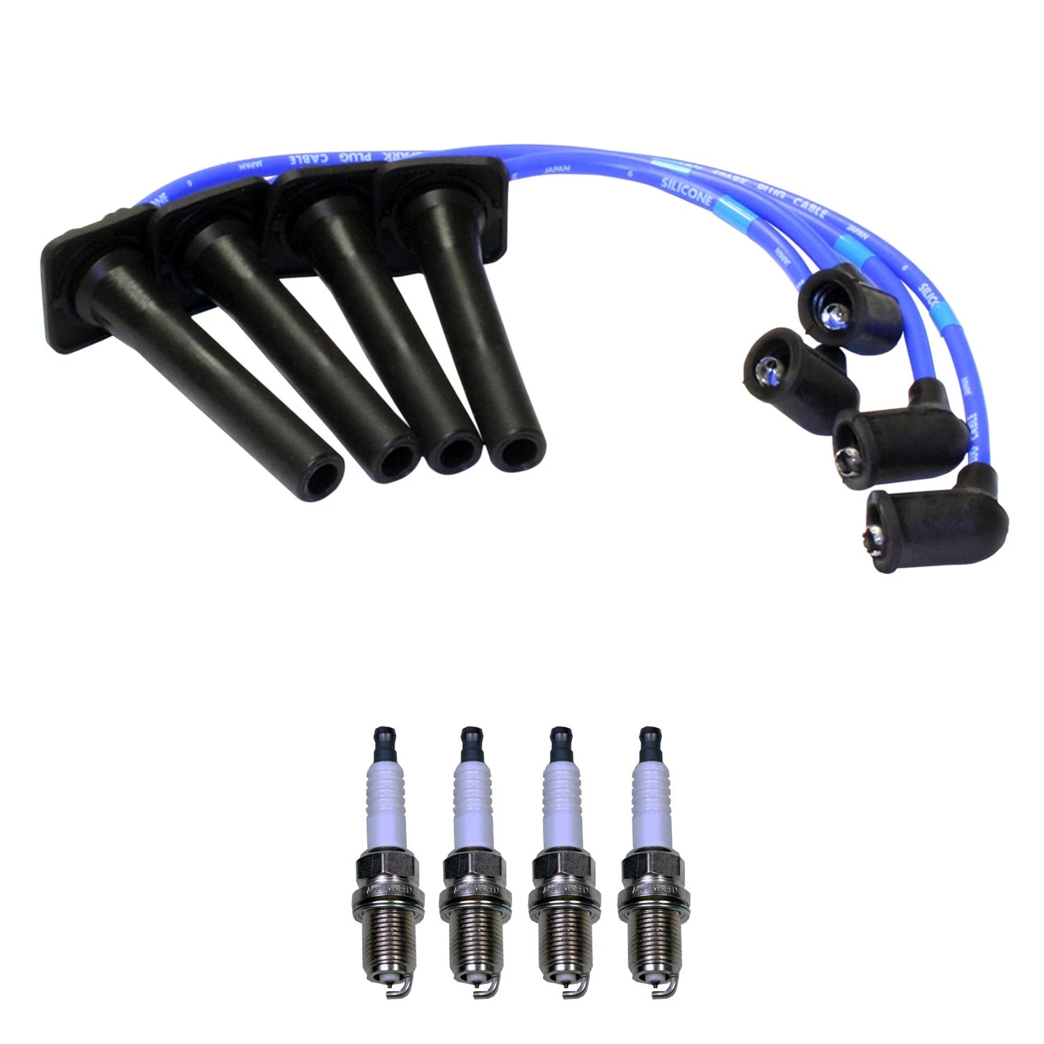NGK Wire Set & Denso 4 Double Platinum Spark Plugs for Protege 1.8 L4 (1999)