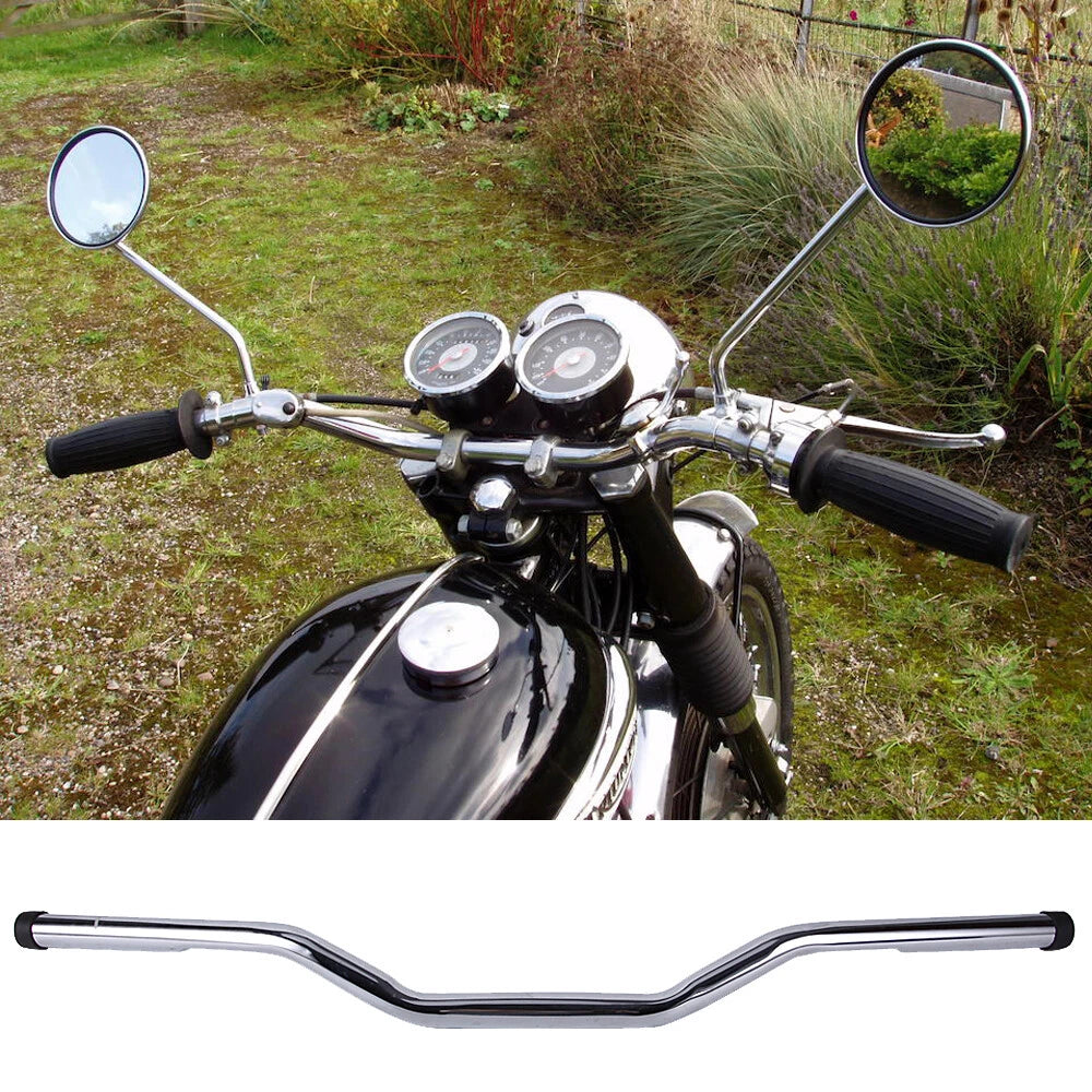 Chrome 1" Tracker Drag Bar Handlebars for Harley (Fits Cafe Racer, Chopper, Bobber)