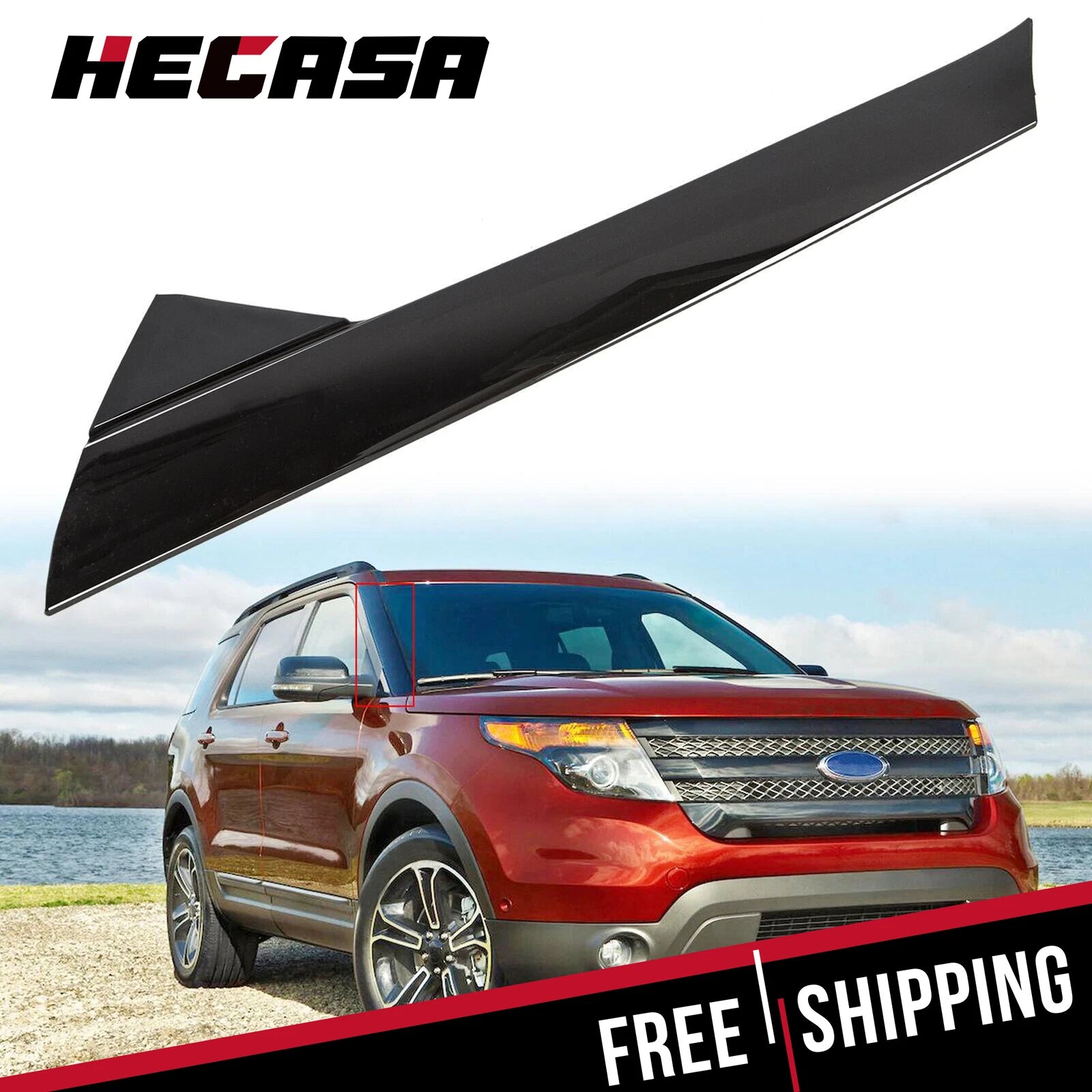 Windshield Outer Trim Molding for Ford Explorer (2011–2019) Right Side