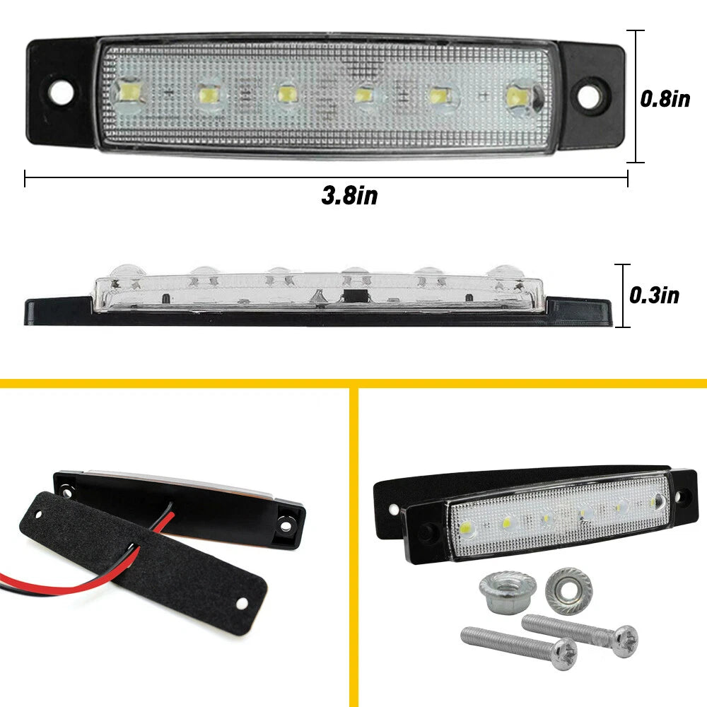 10 Pcs White LED Rock Strip Underbody Wheel Light for Offroad Truck