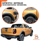 Raptor Style Matte Black Fender Flares for Ford Ranger 2022-2023