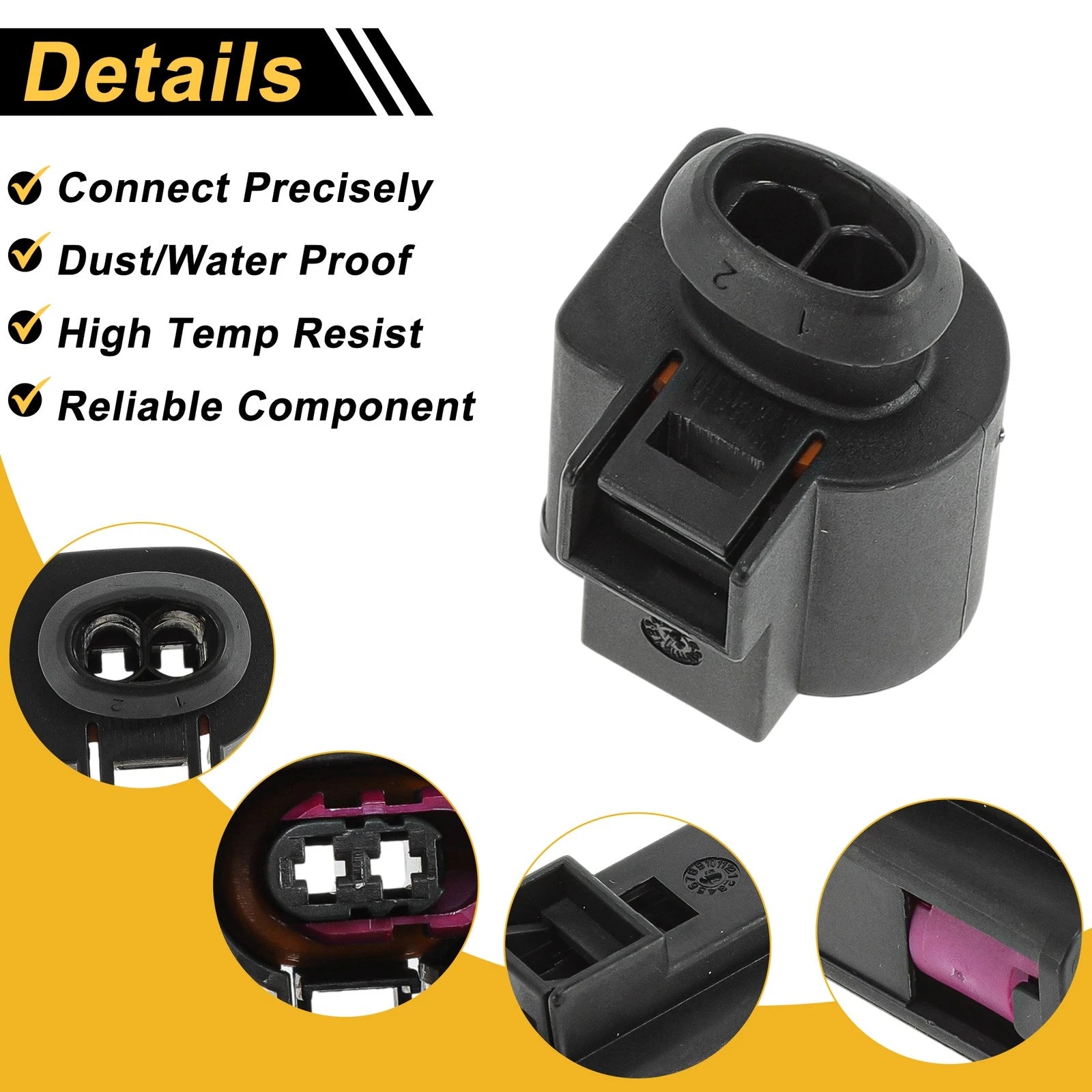 2 Pin Horn Fuel Injector Connector Plug for Volkswagen Golf 
