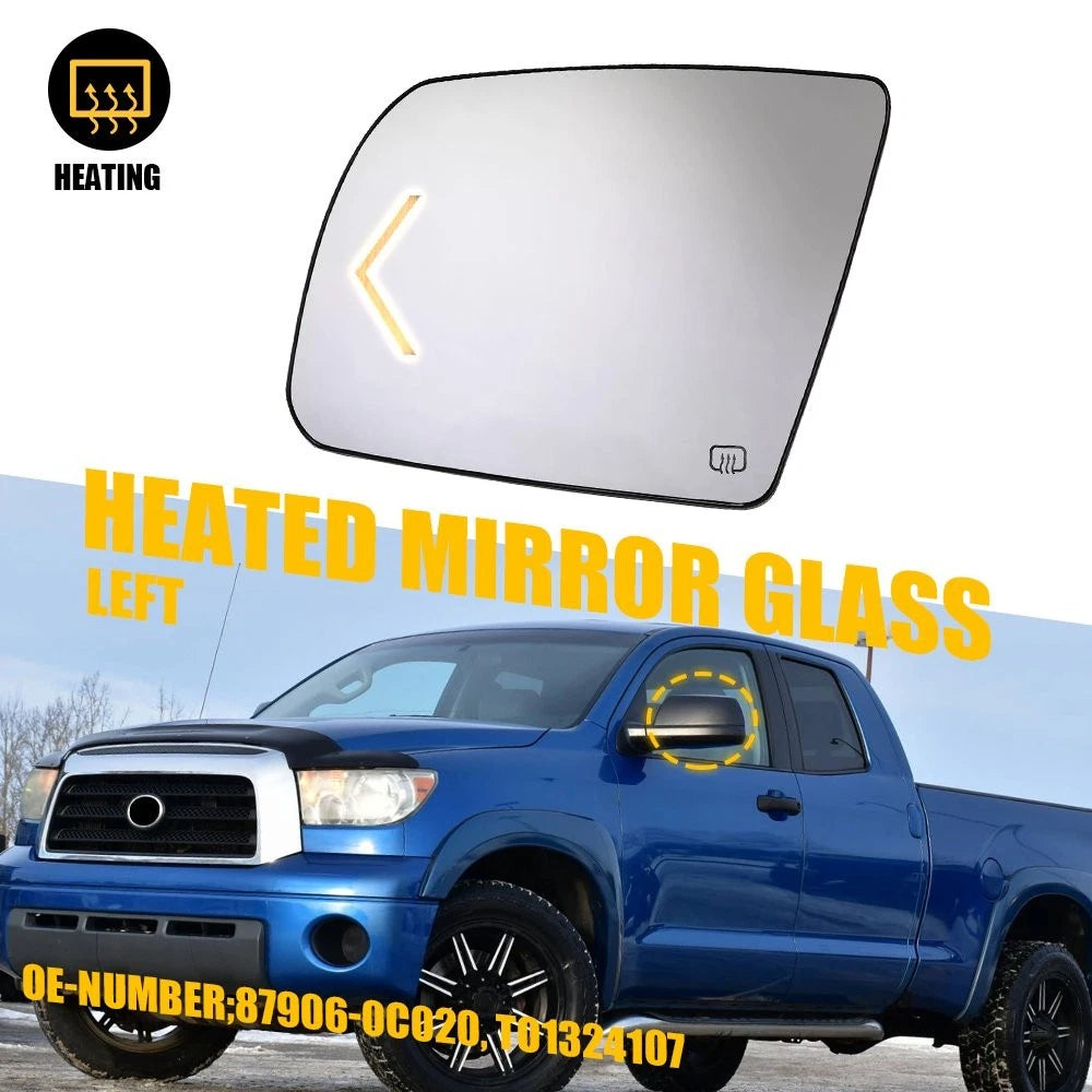 Driver Side Heated Mirror Glass with Turn Signal for Toyota Sequoia (2008–2017)