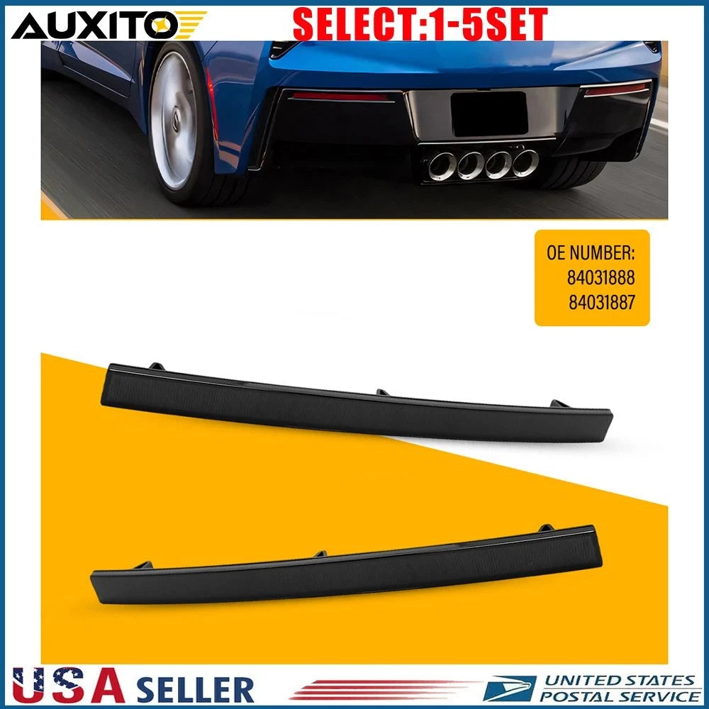 Set of 2 Smoked Rear Bumper Reflector Assembly for Chevy Corvette C7 (2014–2019)