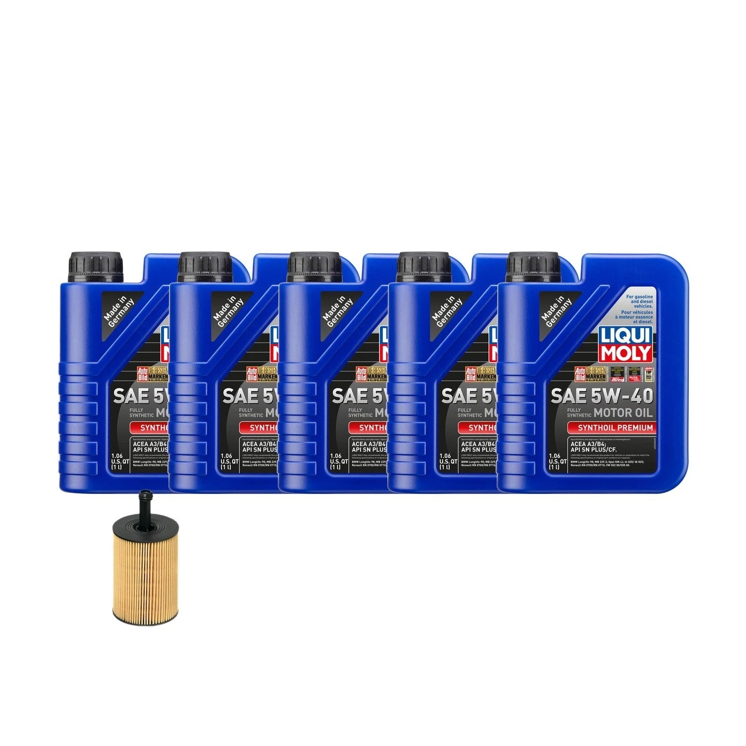 Oil Change Kit for Audi CBFA/CCTA (5L Liqui Moly Synthoil Premium SAE 5W40)