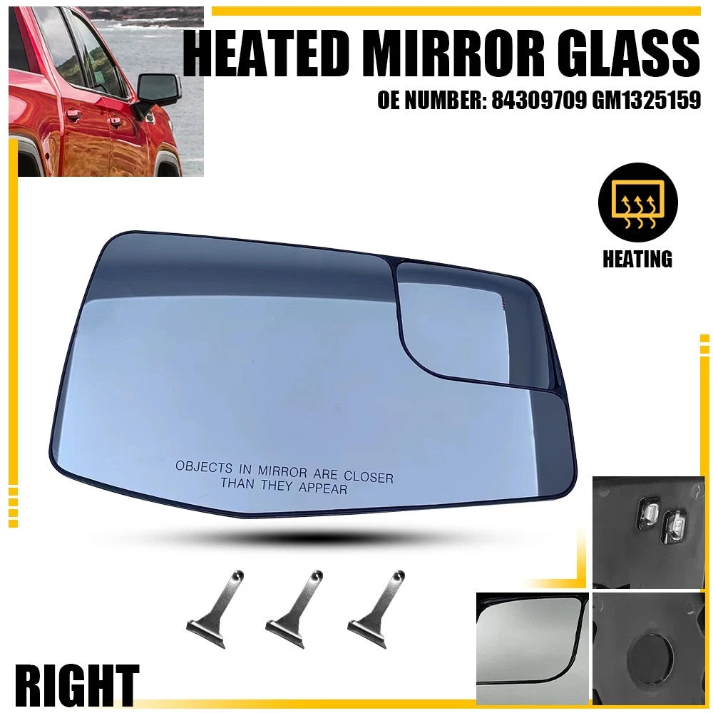 Right Mirror Glass for Chevrolet Silverado 1500 GMC Sierra 1500 (2019–2023)