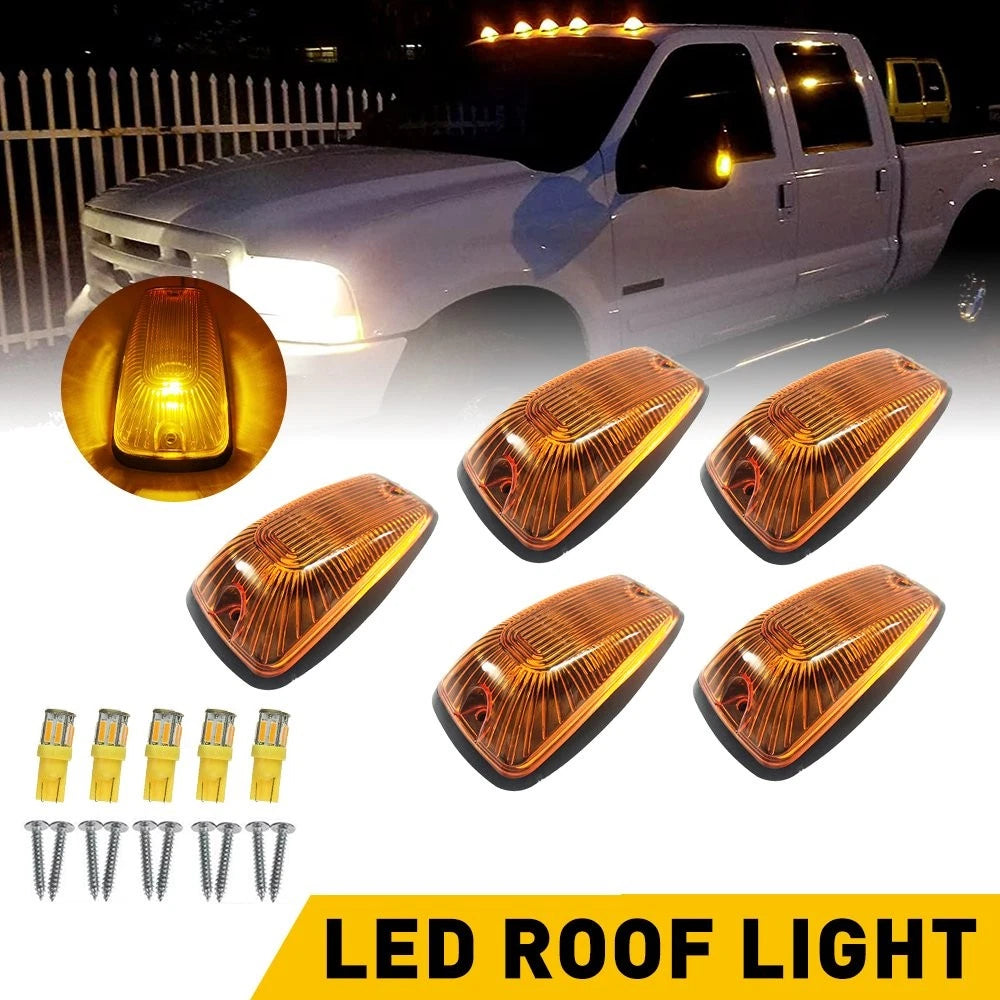 Set of 4 Amber LED Cab Roof Marker Running Lights for Chevy GMC Pickup (1988–2002)