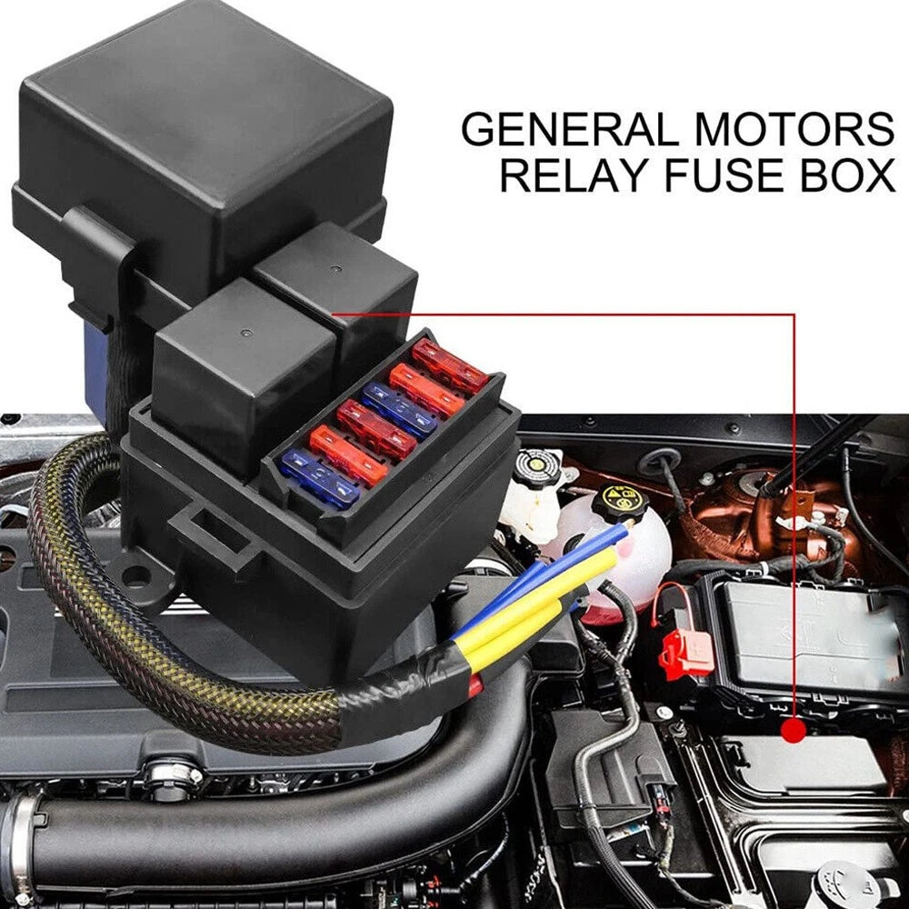 Pre-Wired Fuse Relay Box for Car Truck Boat with 2X 4-Pin 80A Relay, 6 Fuses