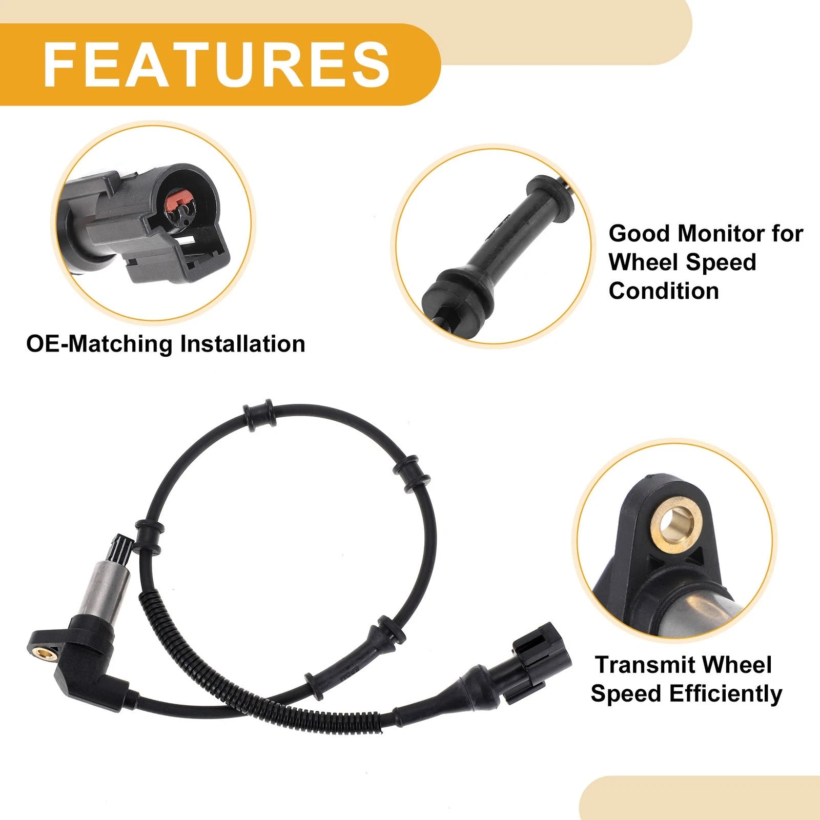 ABS Wheel Speed Sensor No. 6C2Z2C204AA for Ford E-150 (2004–2014) Front Right