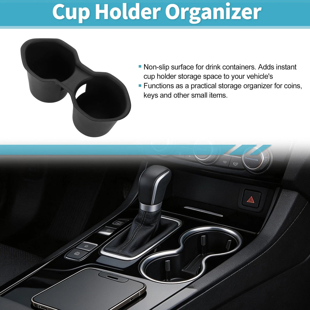 Console Cup Holder Organizer for Subaru Forester (2025–2026) TPE Black 1 pcs