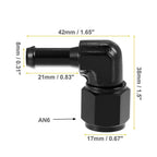 Fitting Adapter Fuel Hose 6AN Female 90 Degree AN6 to 5/16