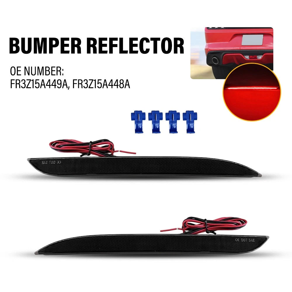 2X Rear Bumper LED Reflector Lights for Ford Mustang (2015–2017)