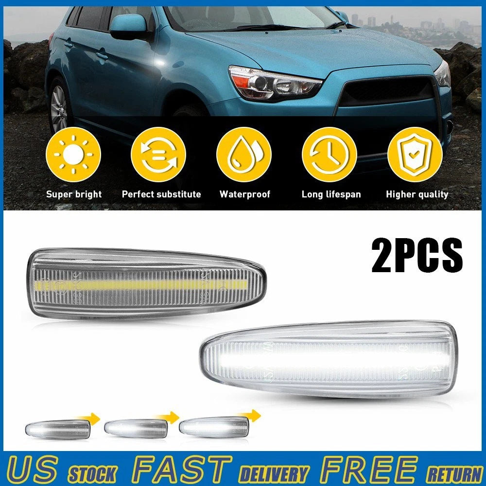 Clear Sequential White LED Side Marker Lights for Mitsubishi Lancer Evo X (2008–2015)