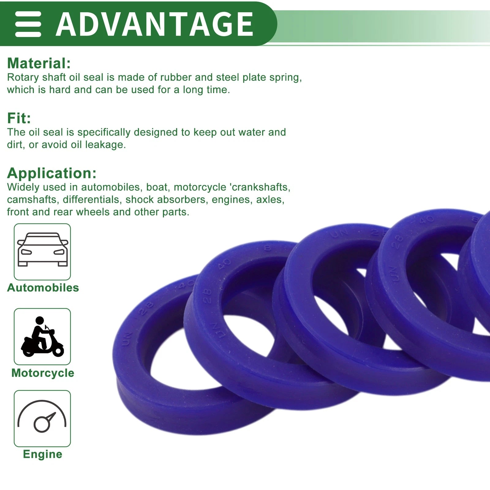 Set of 5 Oil Seal Rotary Shaft Seal 28x40x8mm for Various Models