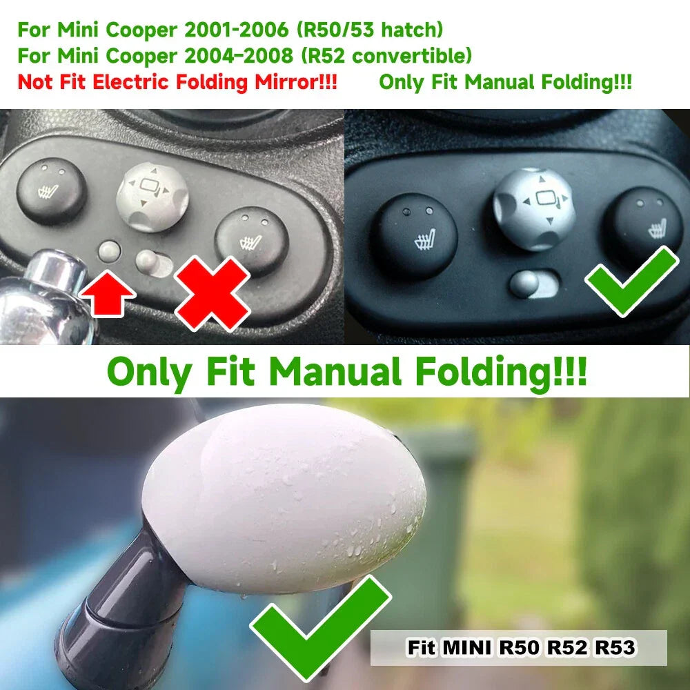 Clip-on Mirror Cover Caps for BMW Mini Cooper (2001–2008)