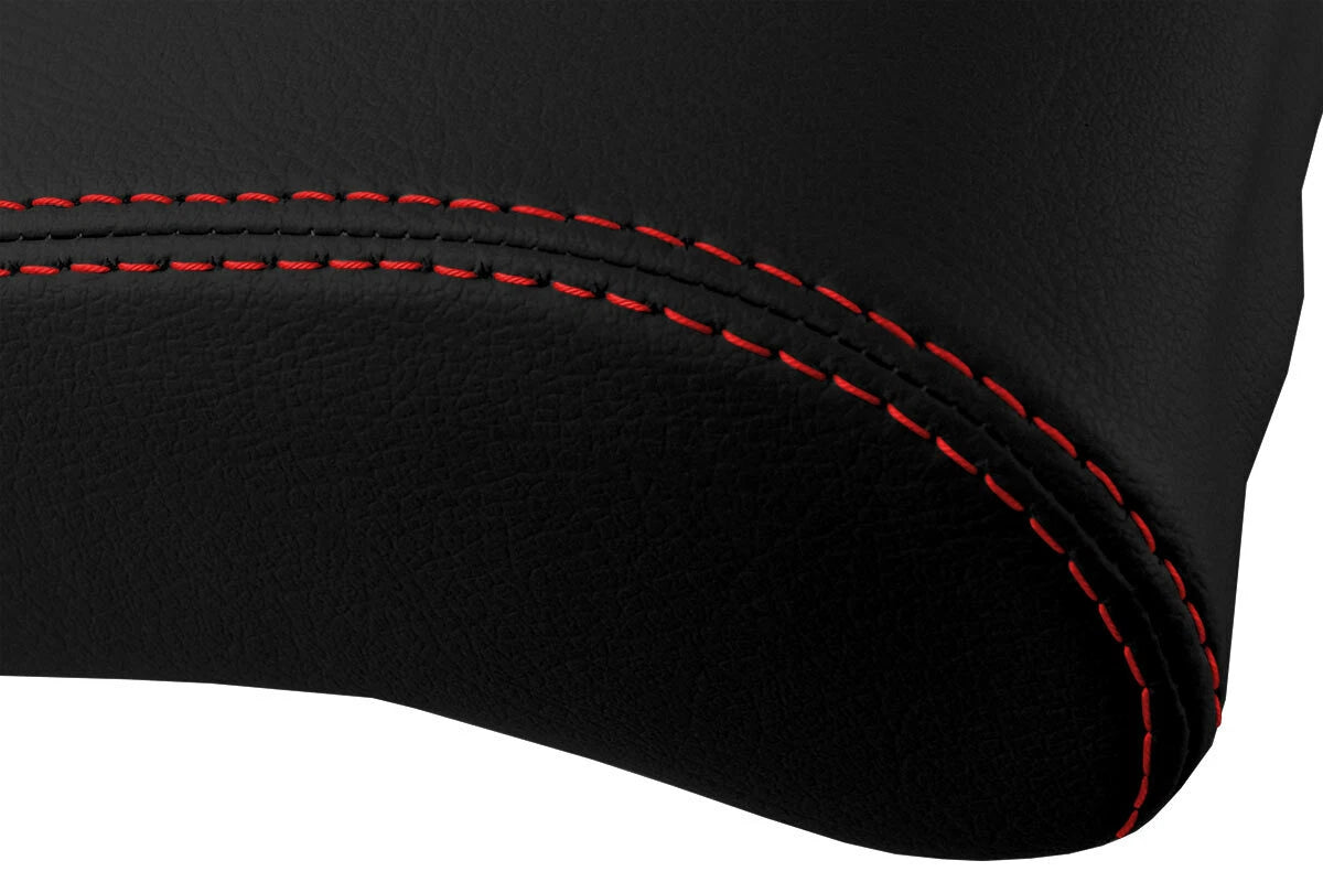 Leather Console Lid Armrest Cover for Chrysler Sebring (2001–2006) Red Stitch
