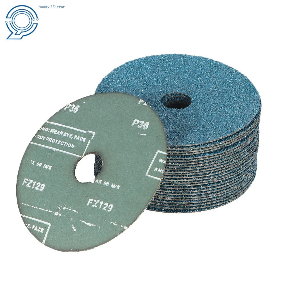Set of 25 Zirconia Resin Fiber Grinding Discs 5In x 7/8In 36 Grit