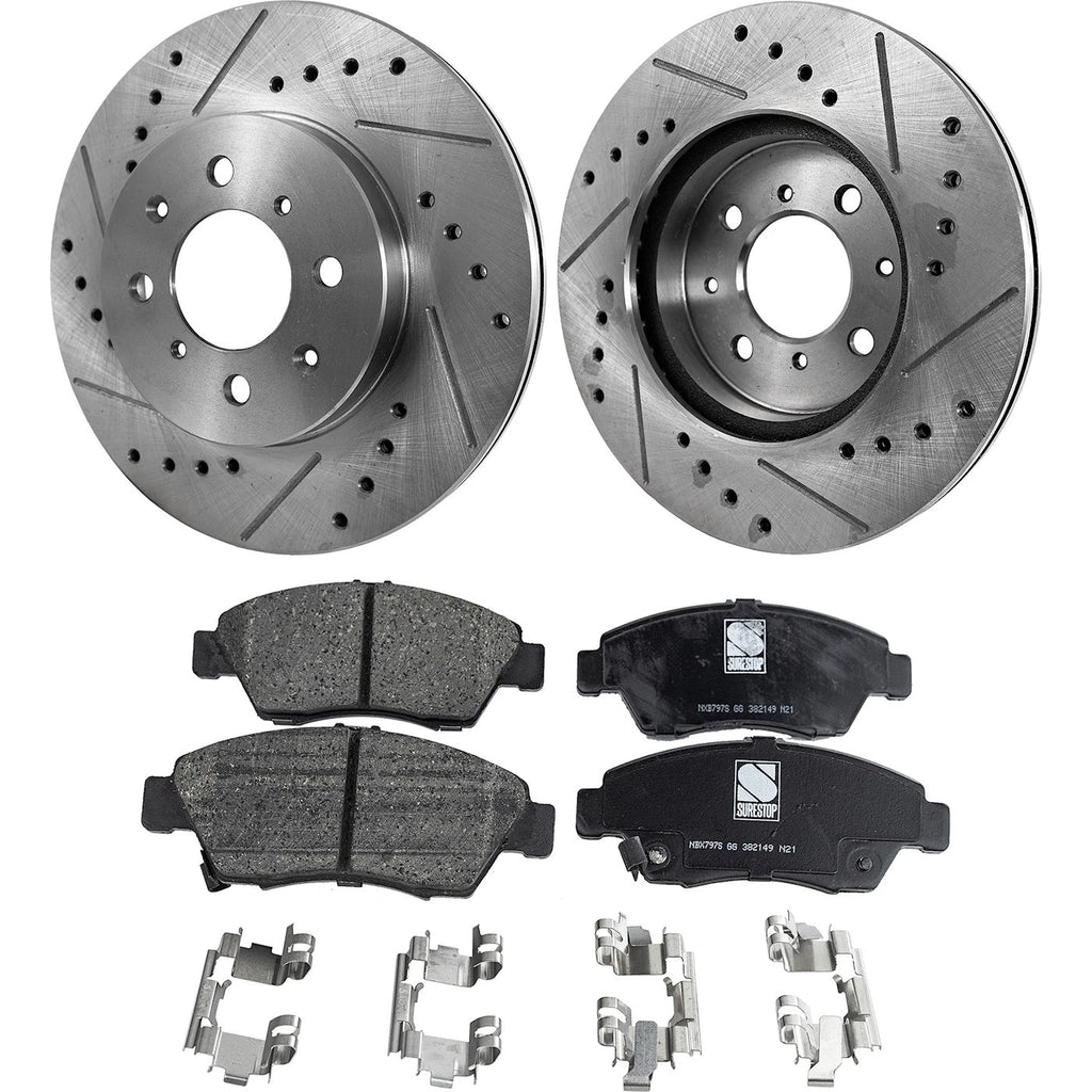 Brake Disc and Pad Kit for Honda Civic (1993–2005) Cross-Drilled
