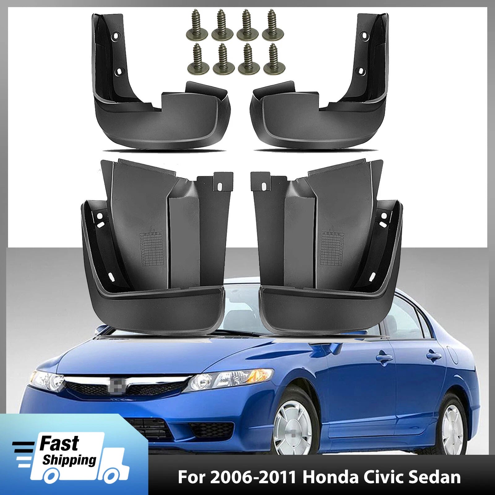 Mud Flaps for Honda Civic Sedan (2006–2011) Front & Rear Splash Guards