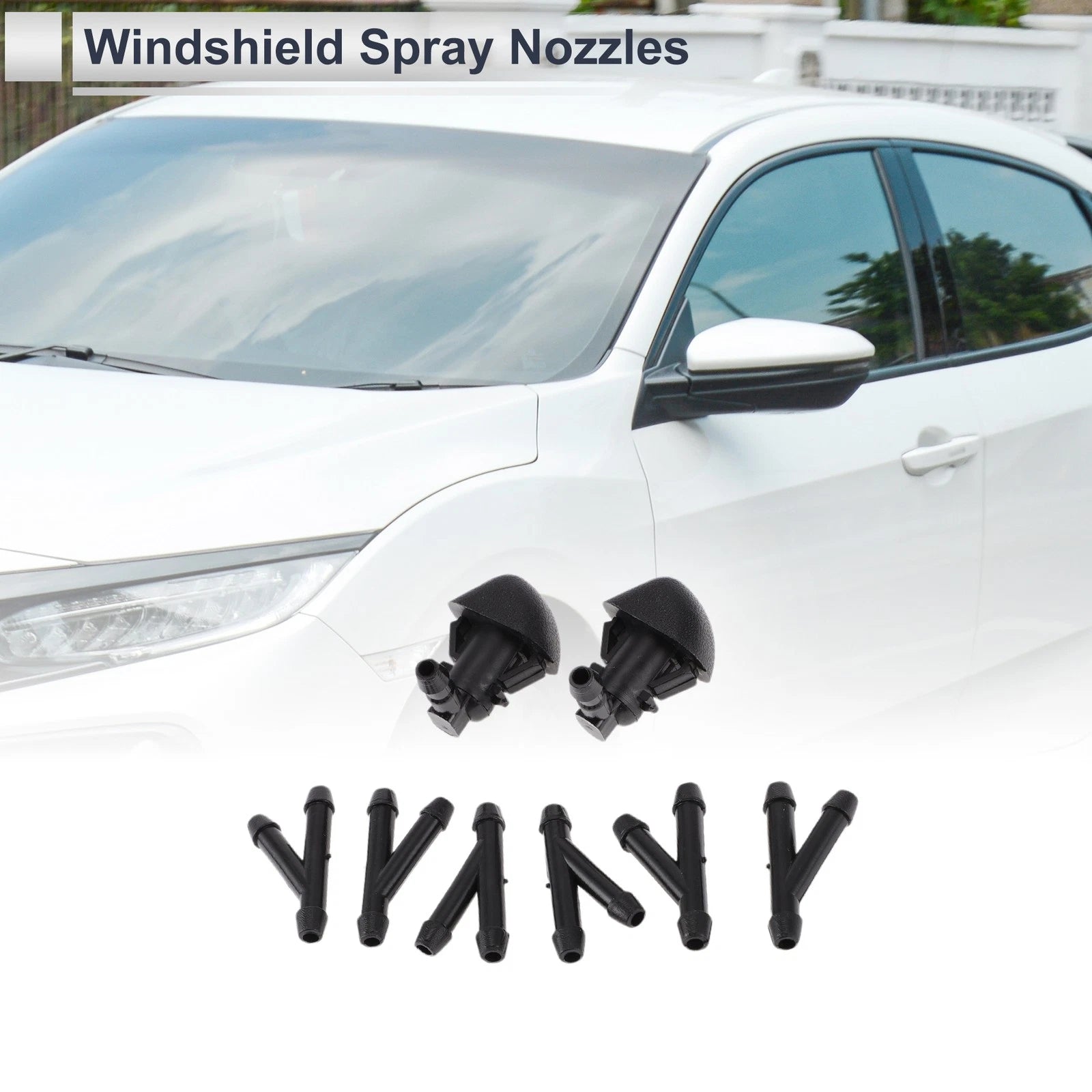 Washer Nozzle Set of 6 w/ Hose Connector for Honda 